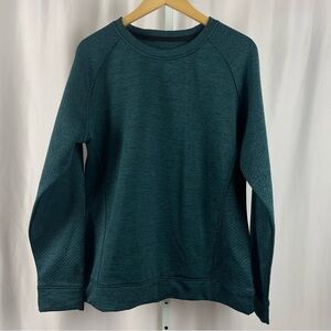 Huntworth XL Quilted Teal Long Sleeve Crewneck Shirt Outdoor Hiking Hunting
